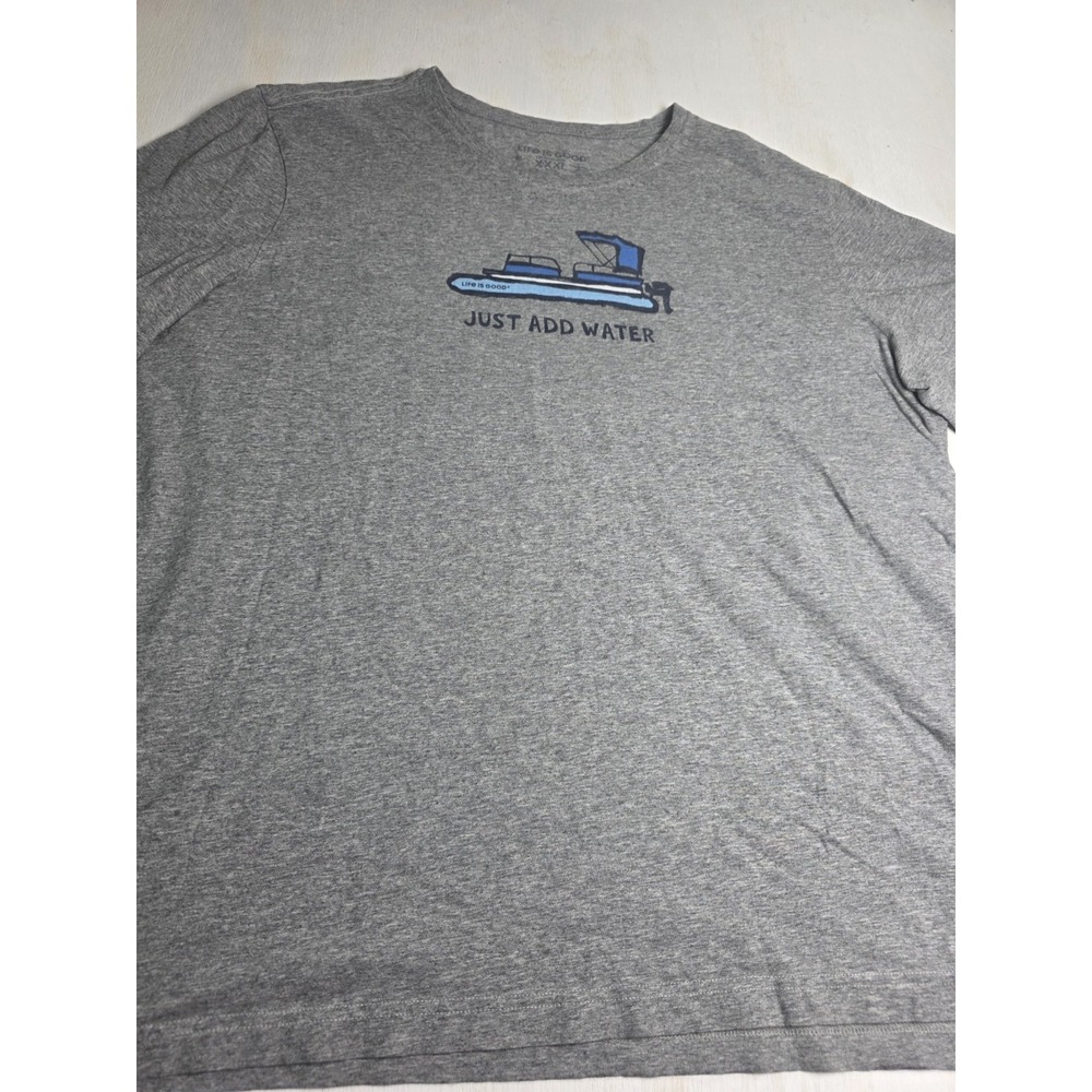 Life is Good T Shirt Men's 3XL Gray Boat Add Water Crusher Tee Short Sleeve